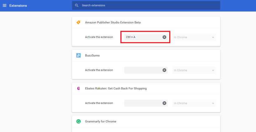 Assign Keyboard Shortcuts in Chrome settings