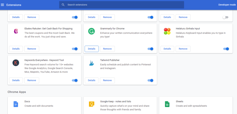 Chrome settings Extensions in Incognito: hidden chrome settings