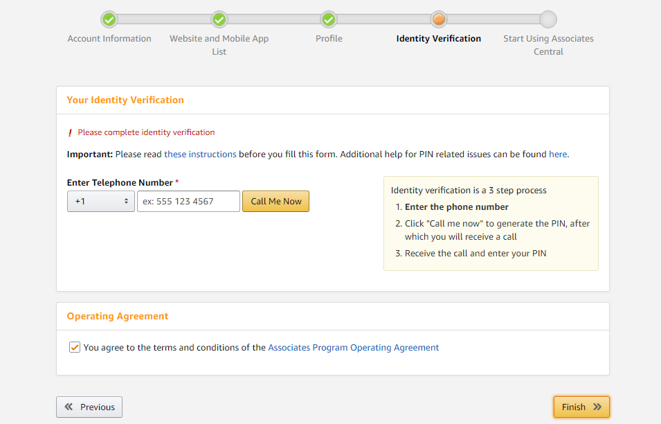 Verification of Amazon Affiliates