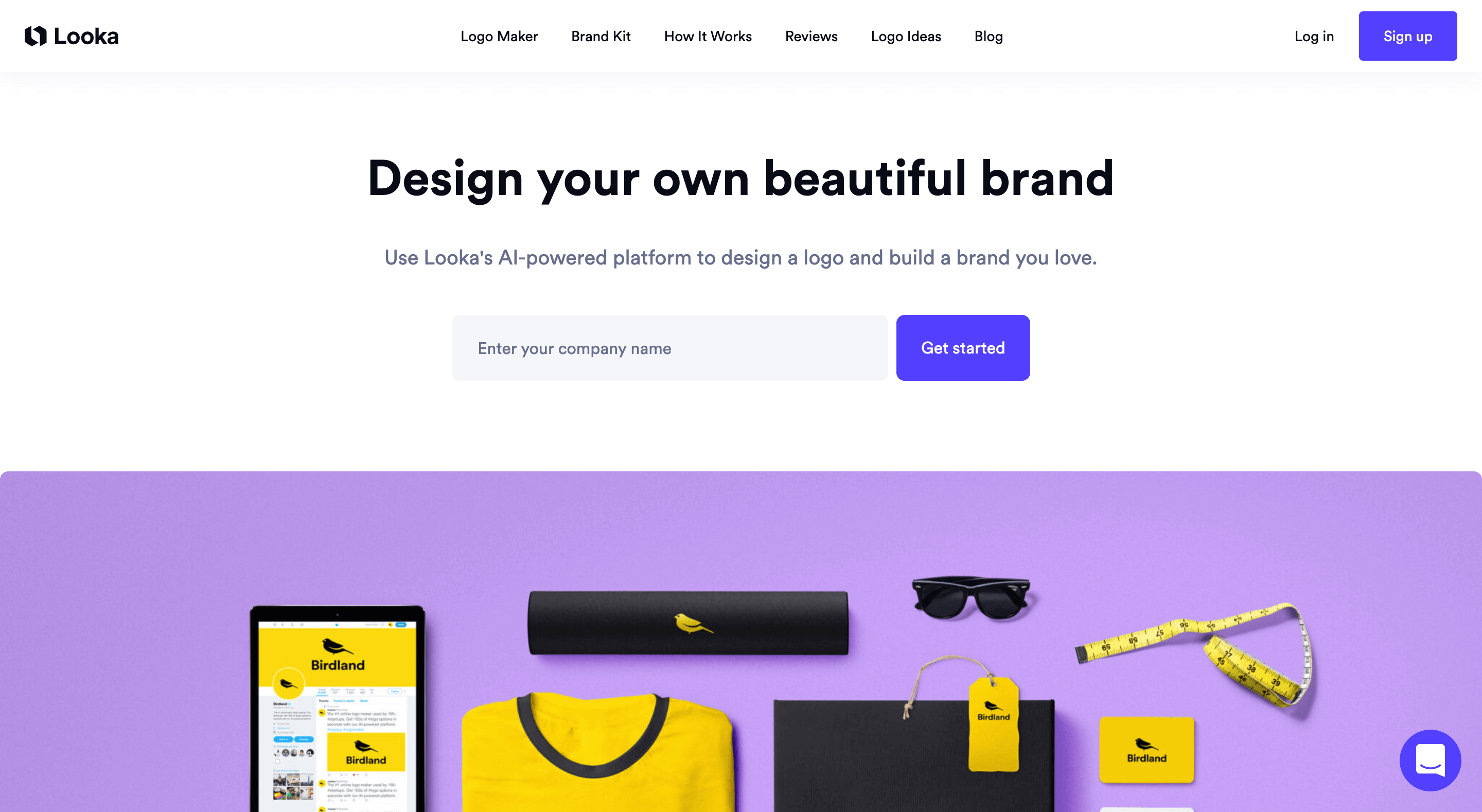 Looka logo maker homepage