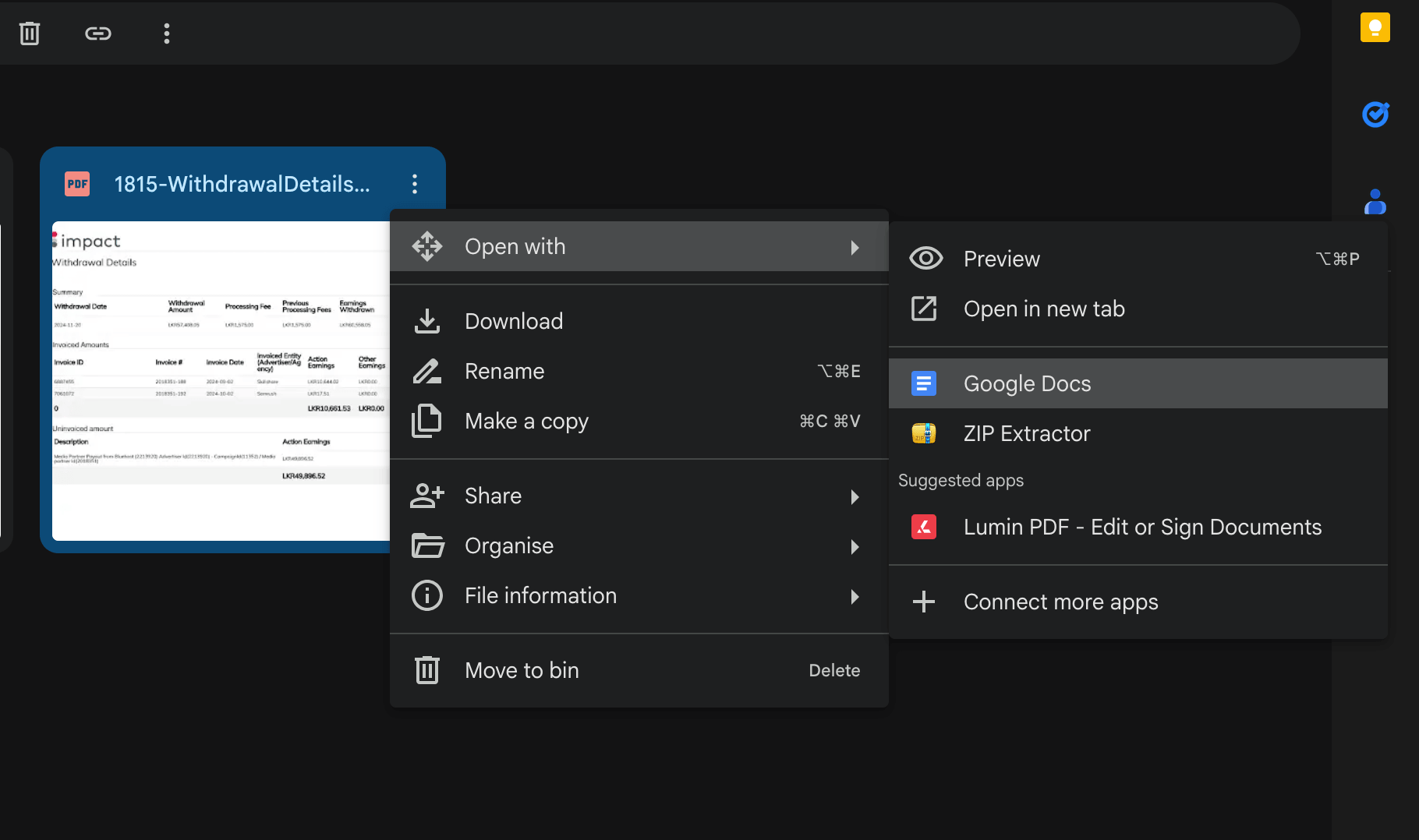 Convert PDFs to Docs in Google Drive.