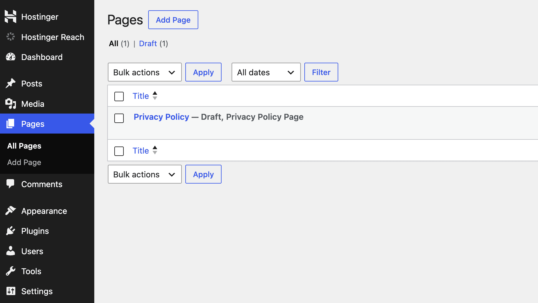 Hostinger WordPress Setup Pages