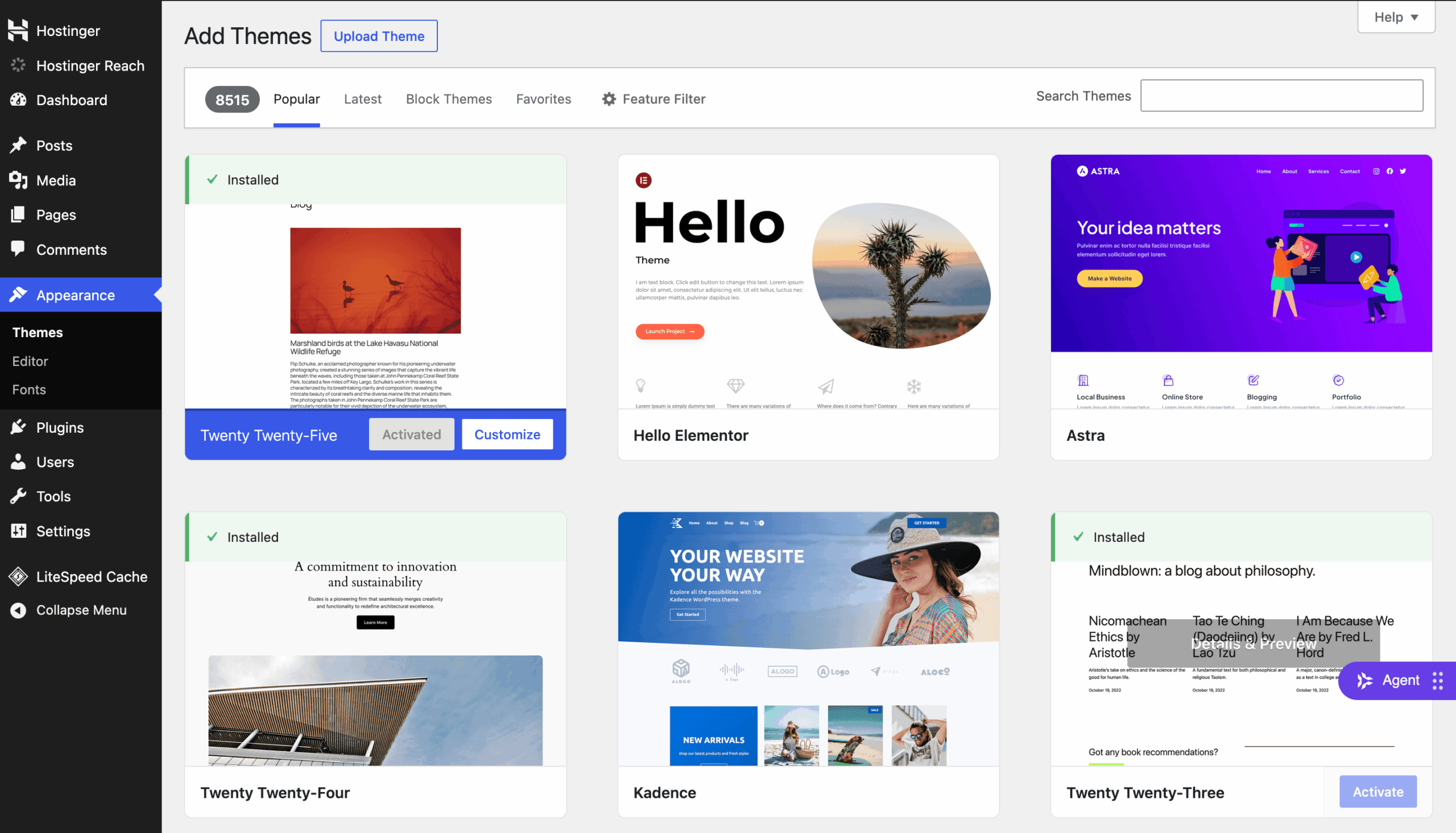 Hostinger WordPress Setup Step - WP Themes