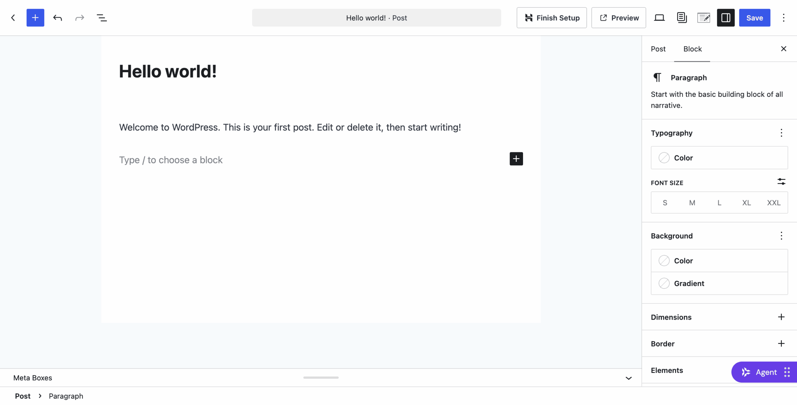 Hostinger WordPress Setup Step Blog Post Editor