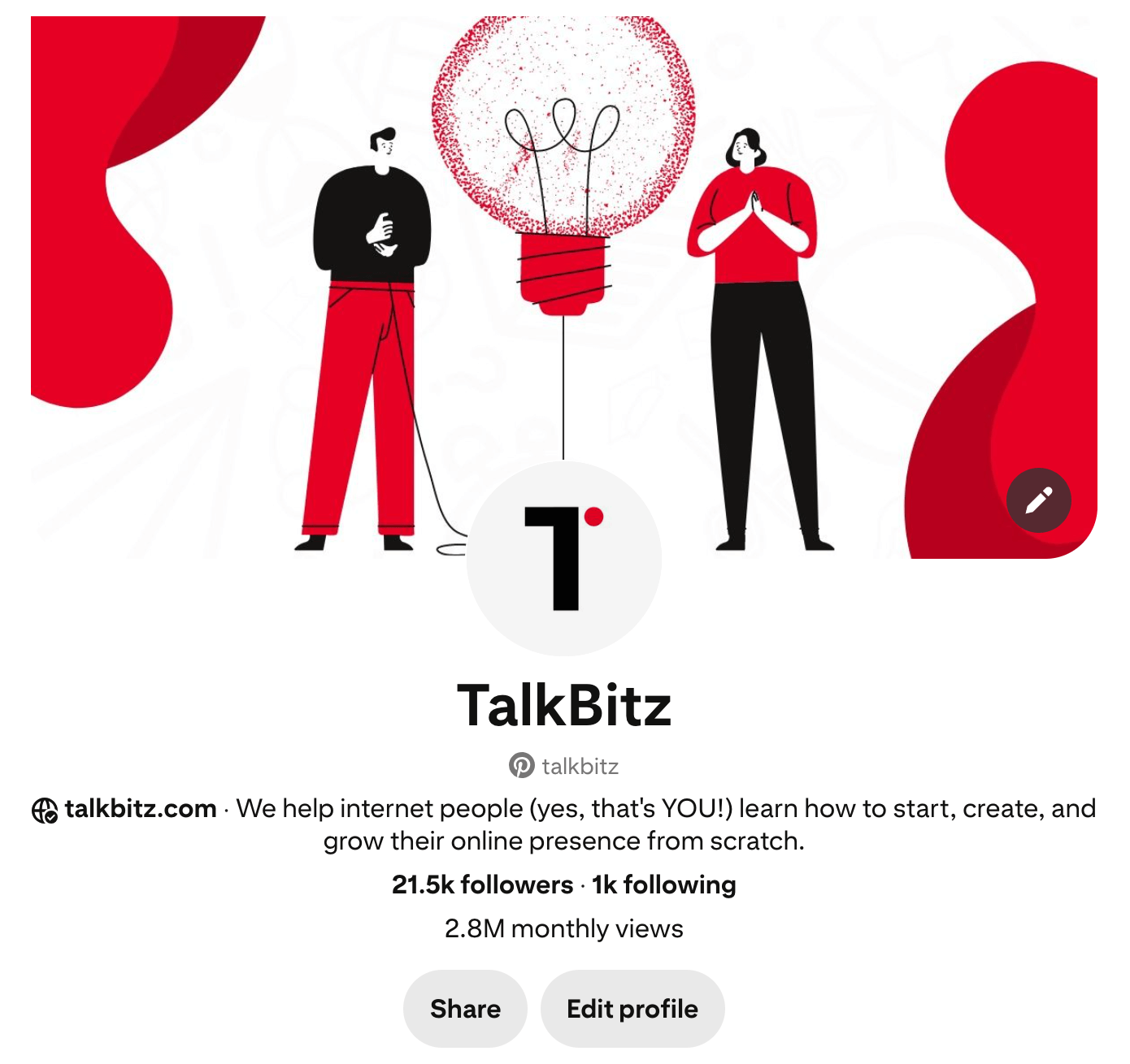 TalkBitz Pinterest profile