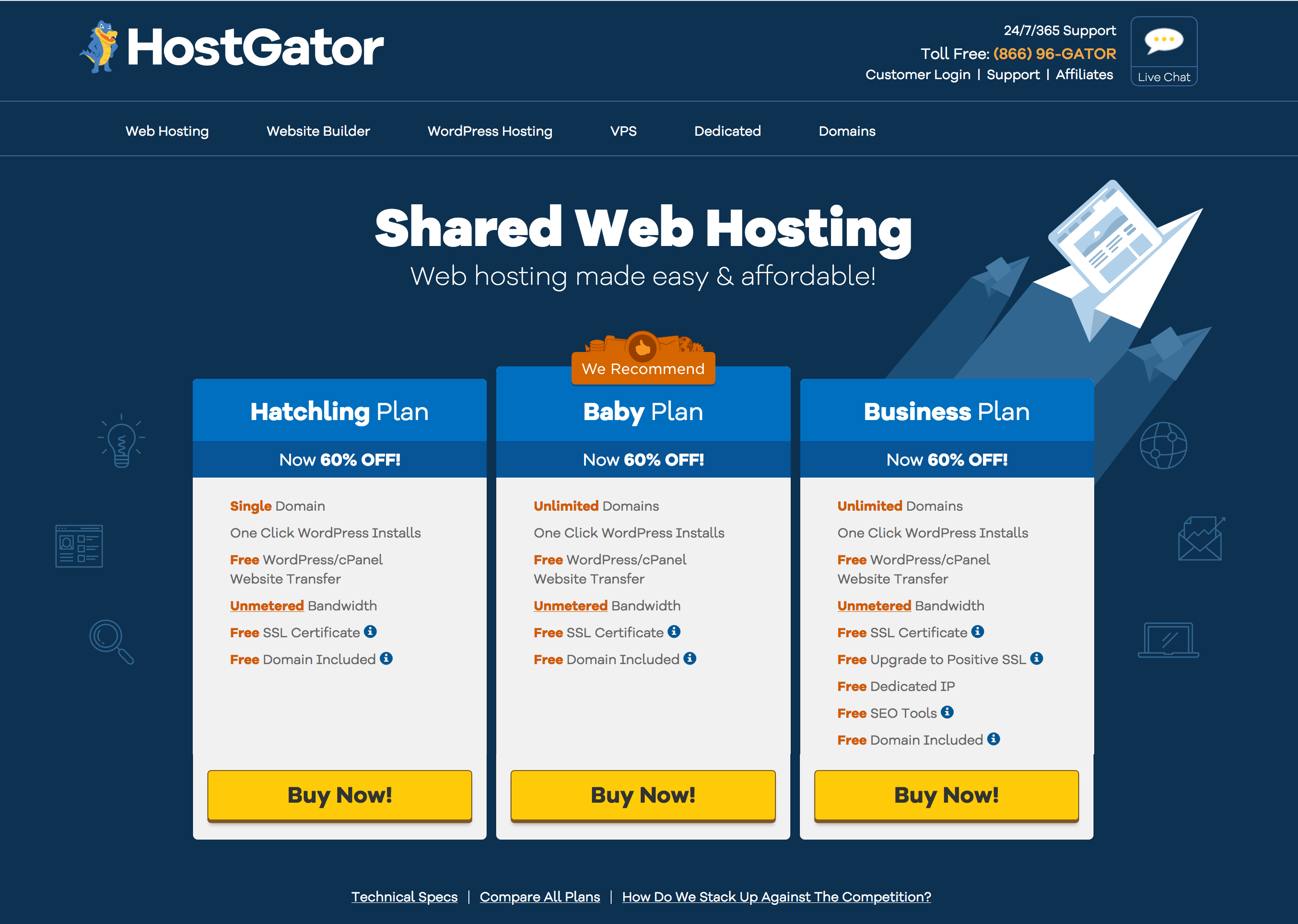 Select Your HostGator plan