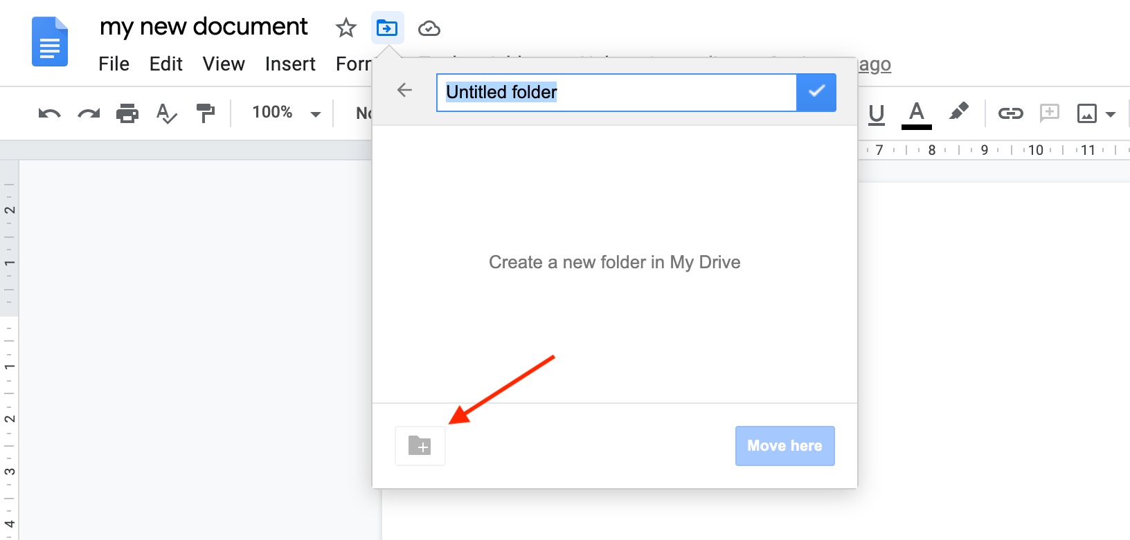 Create a Folder in Google Docs