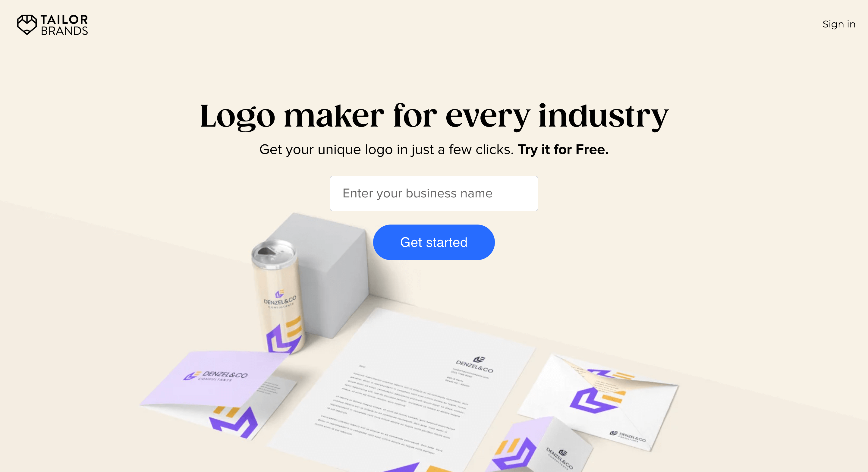 Tailor Brands Logo Maker Homepage