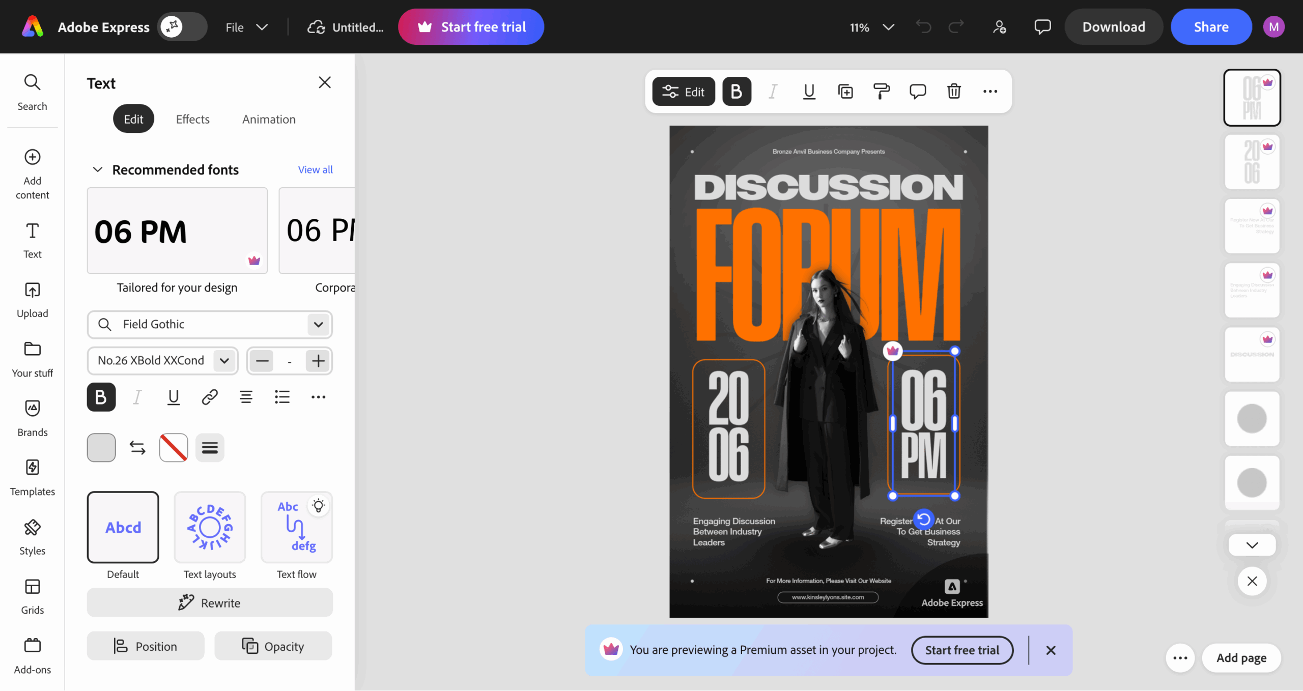 Adobe Express editor screenshot