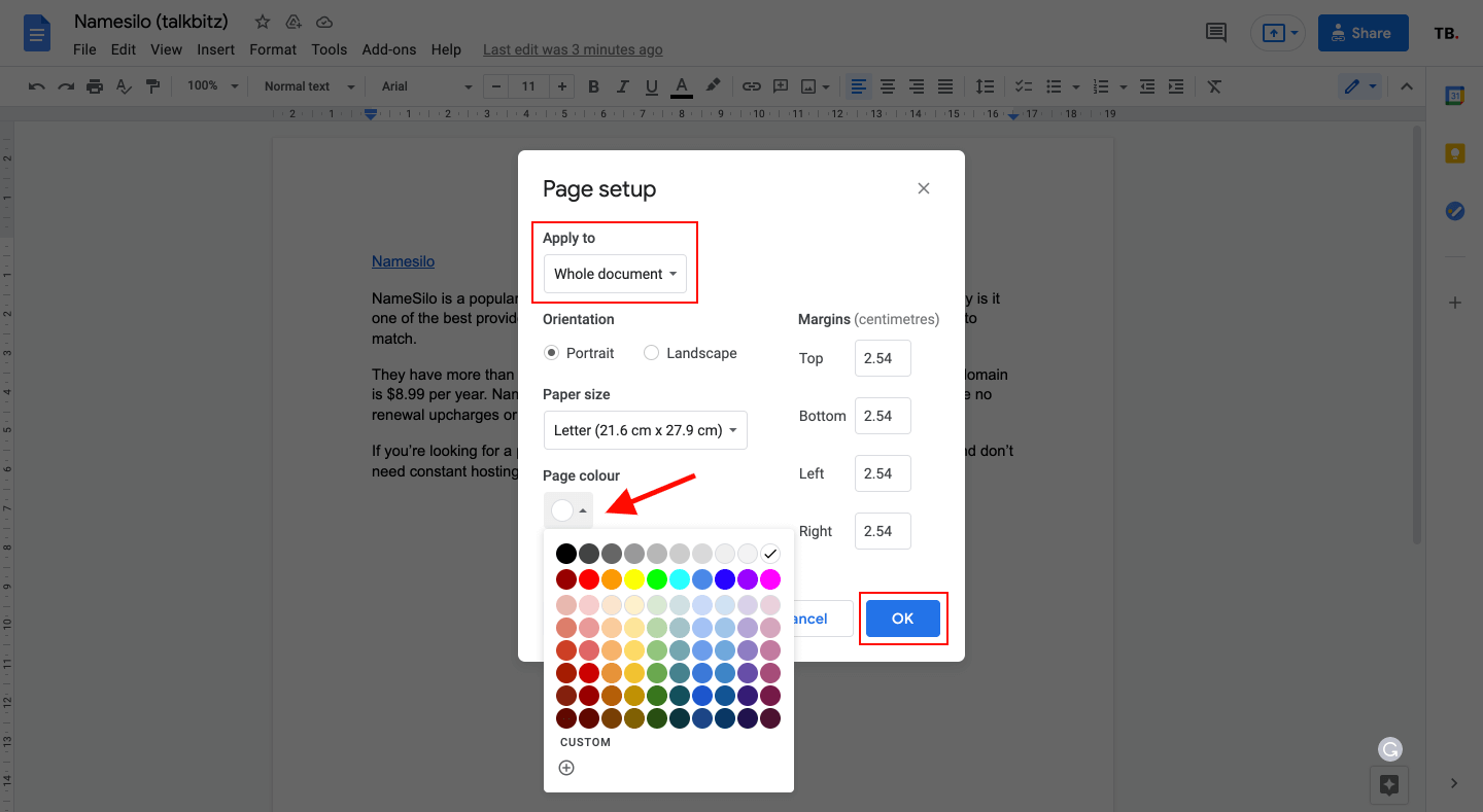 How to Change the Background on Google Docs 2