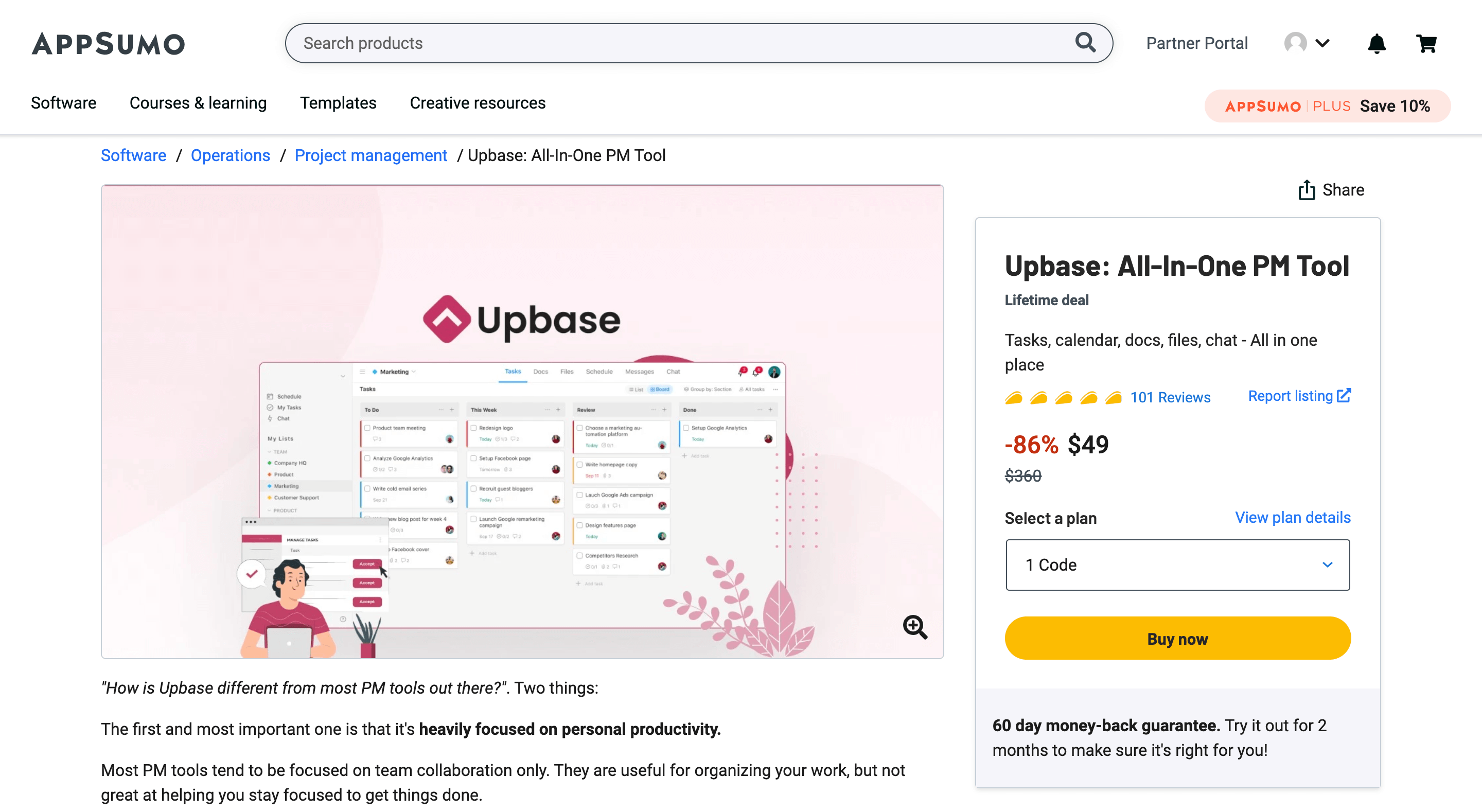 Upbase appsumo deal