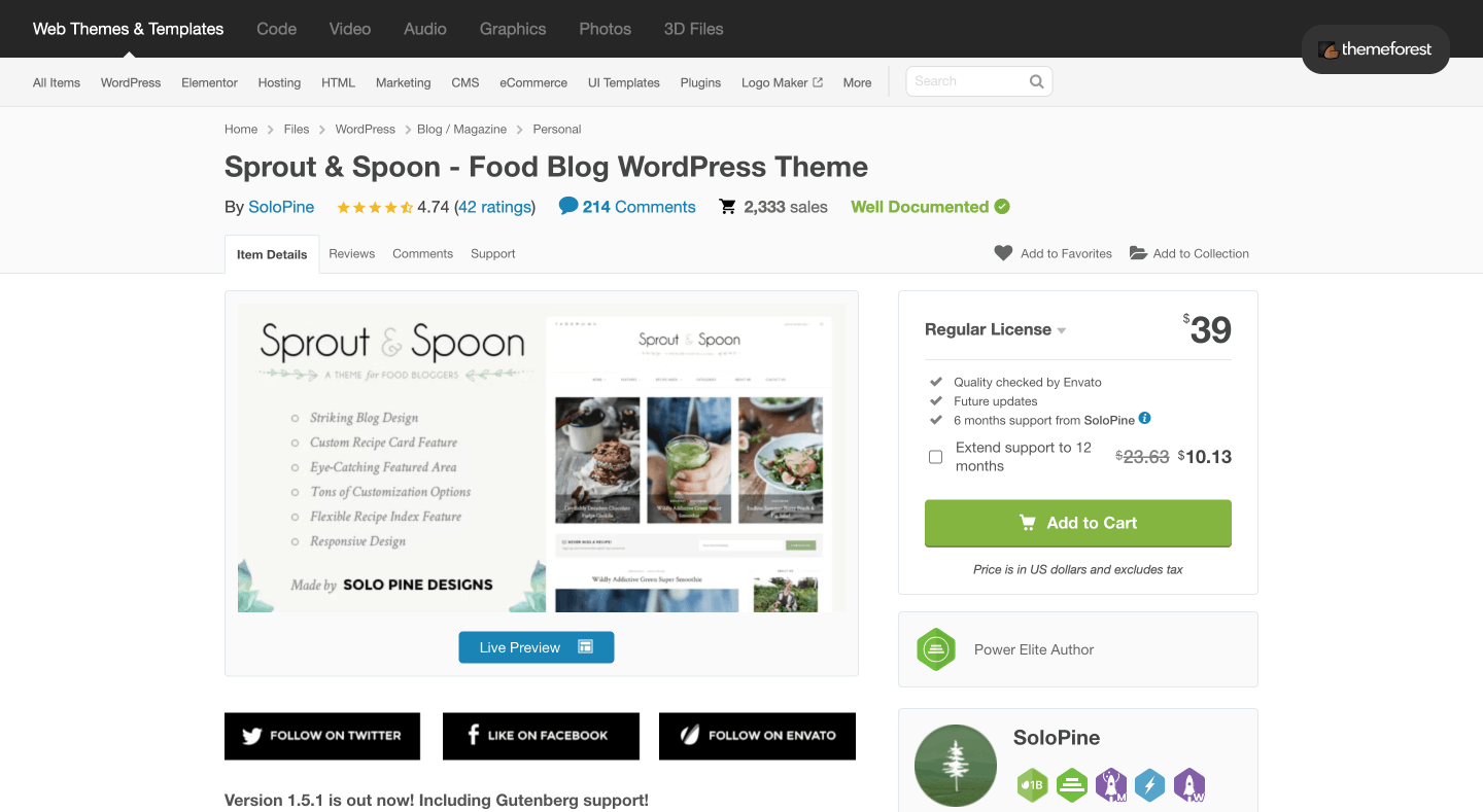Sprout & Spoon - Food Blog WordPress Theme
