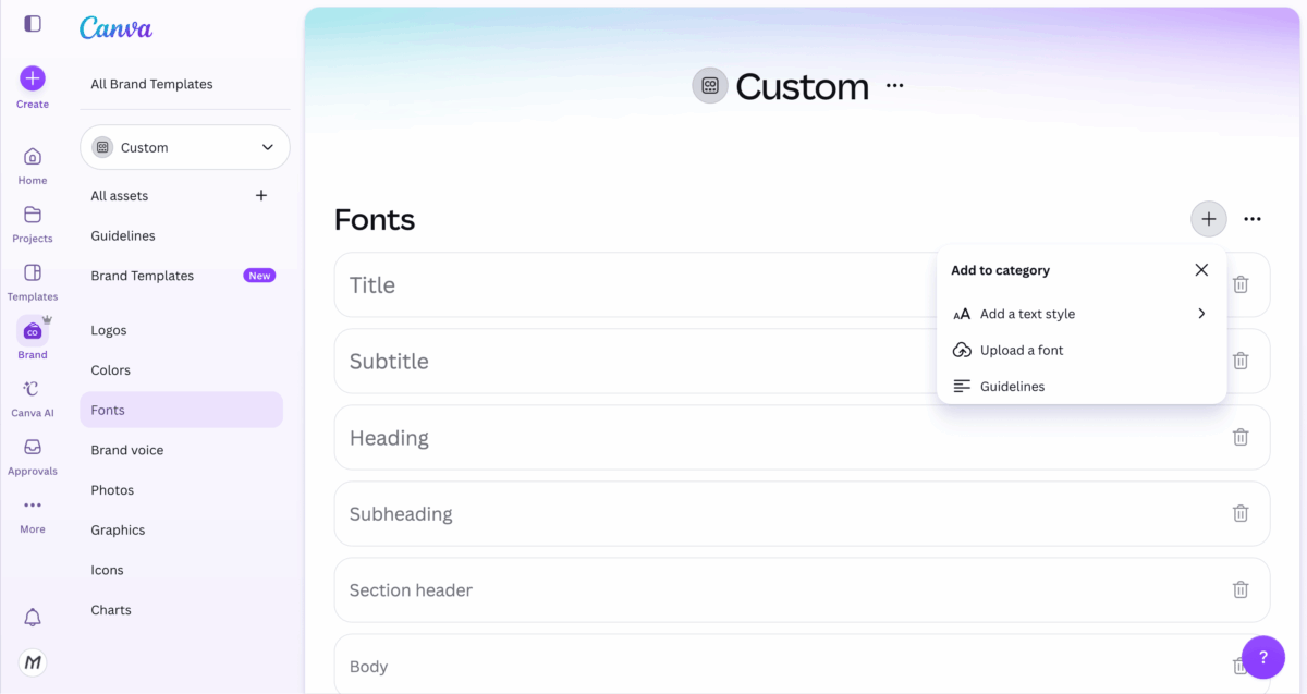 Canva Brank Kit Font Upload Screenshot