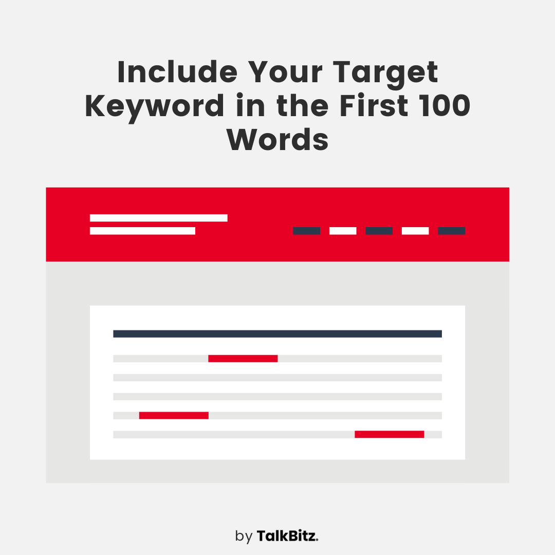 Include Your Target Keyword in the First 100 Words for on-page SEO Optimization