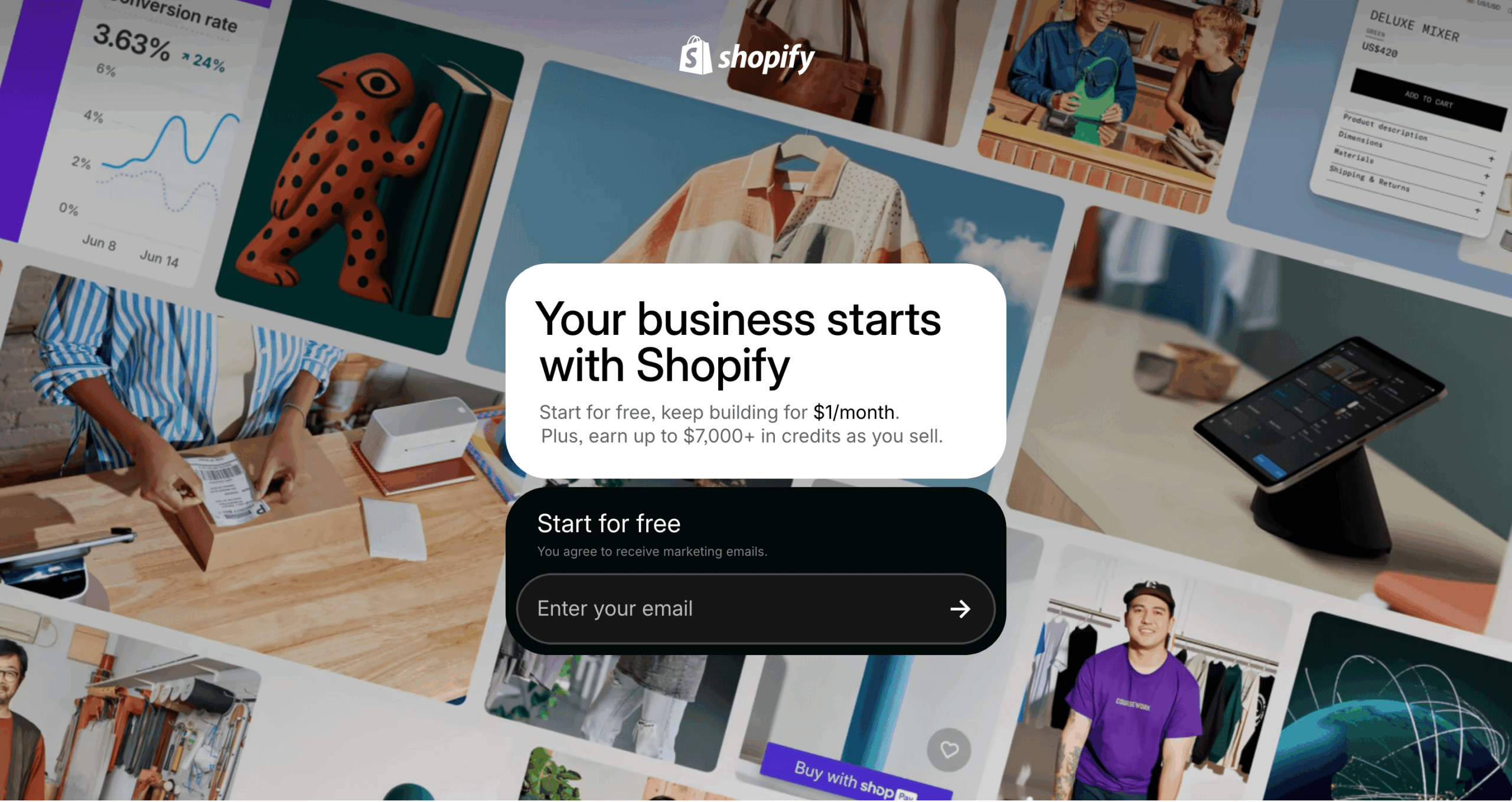 Start selling online with Shopify free trial