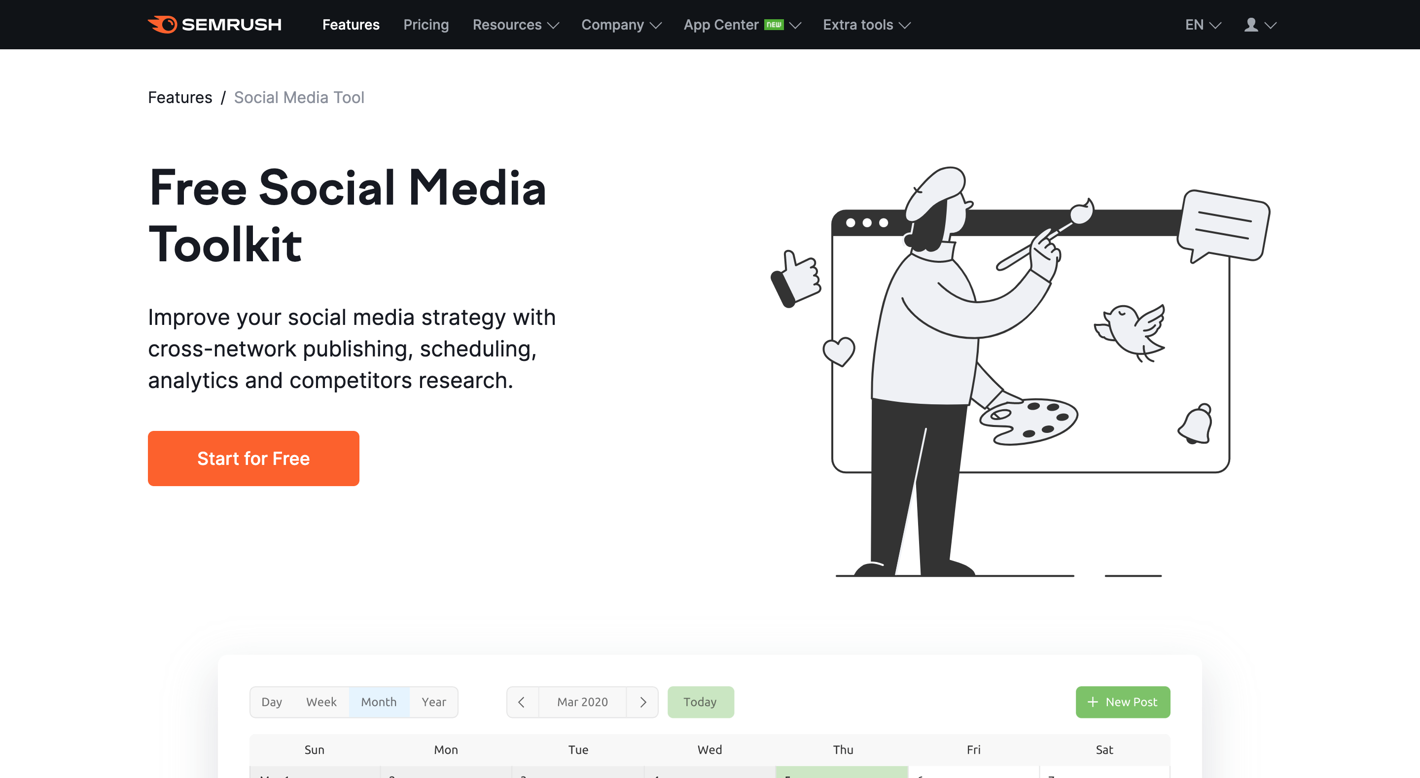 Semrush's social media toolkit