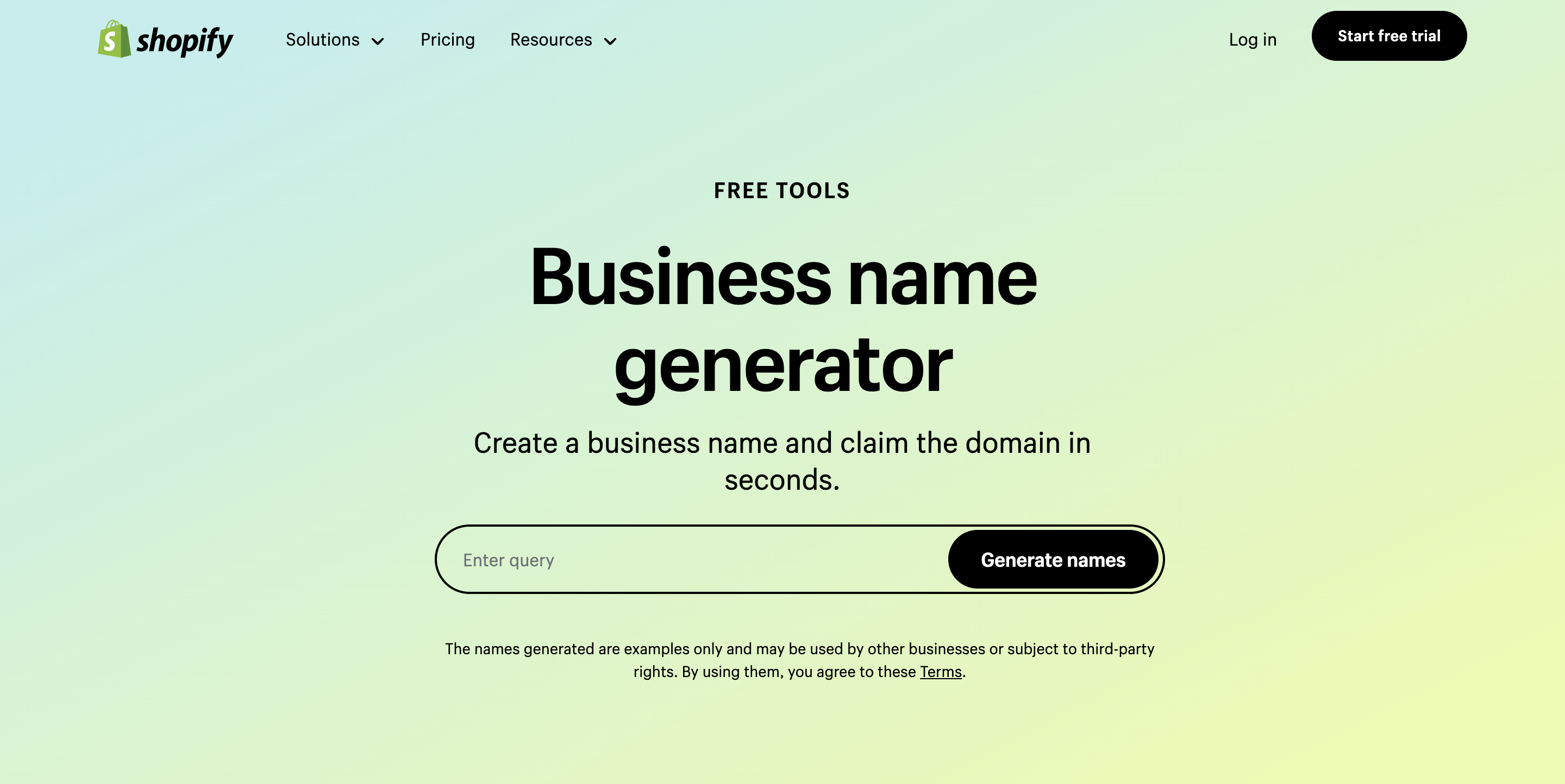 Use the Shopify business name generator for Shopify store name ideas