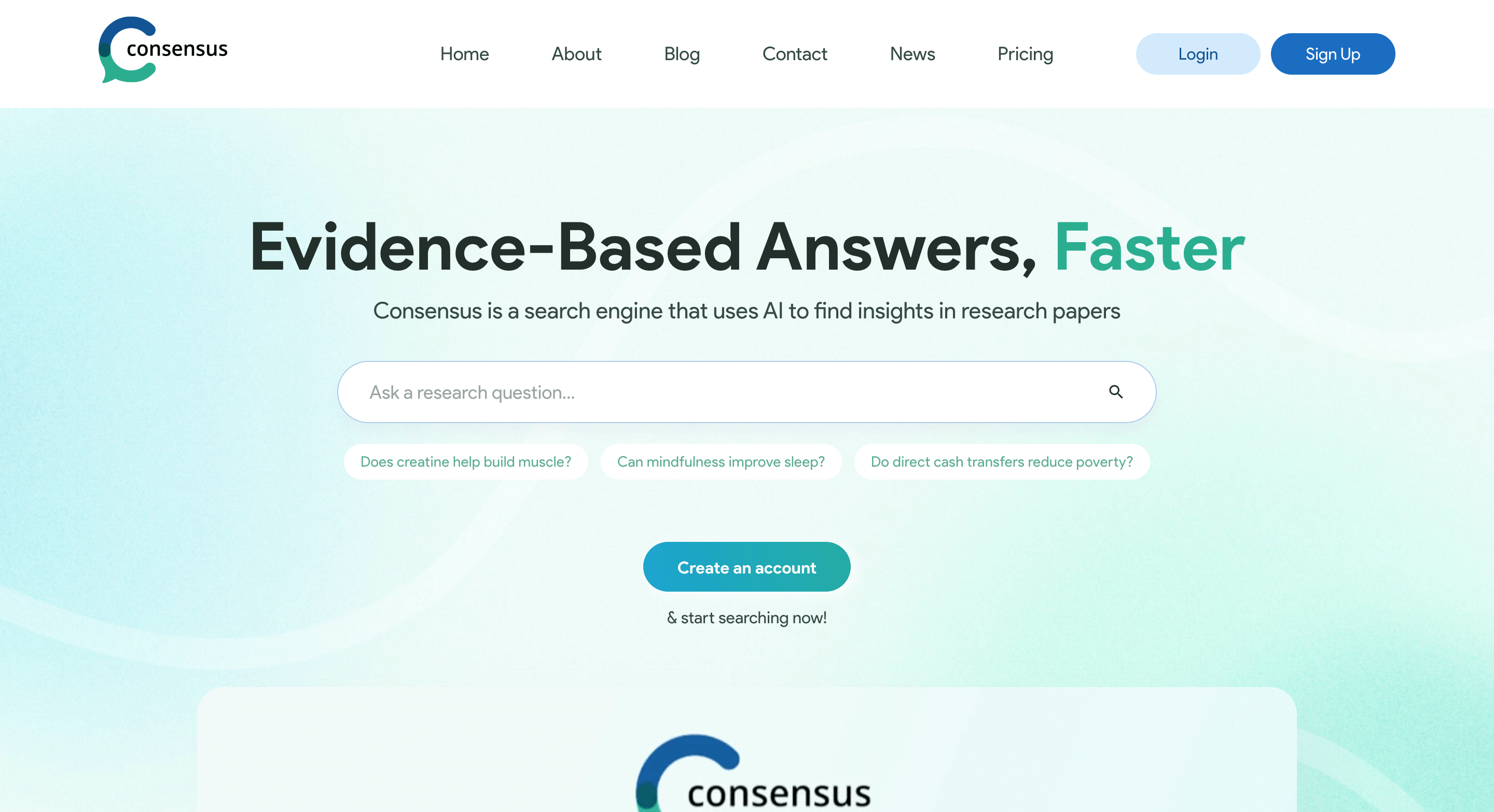 Consensus - AI search engine for research papers