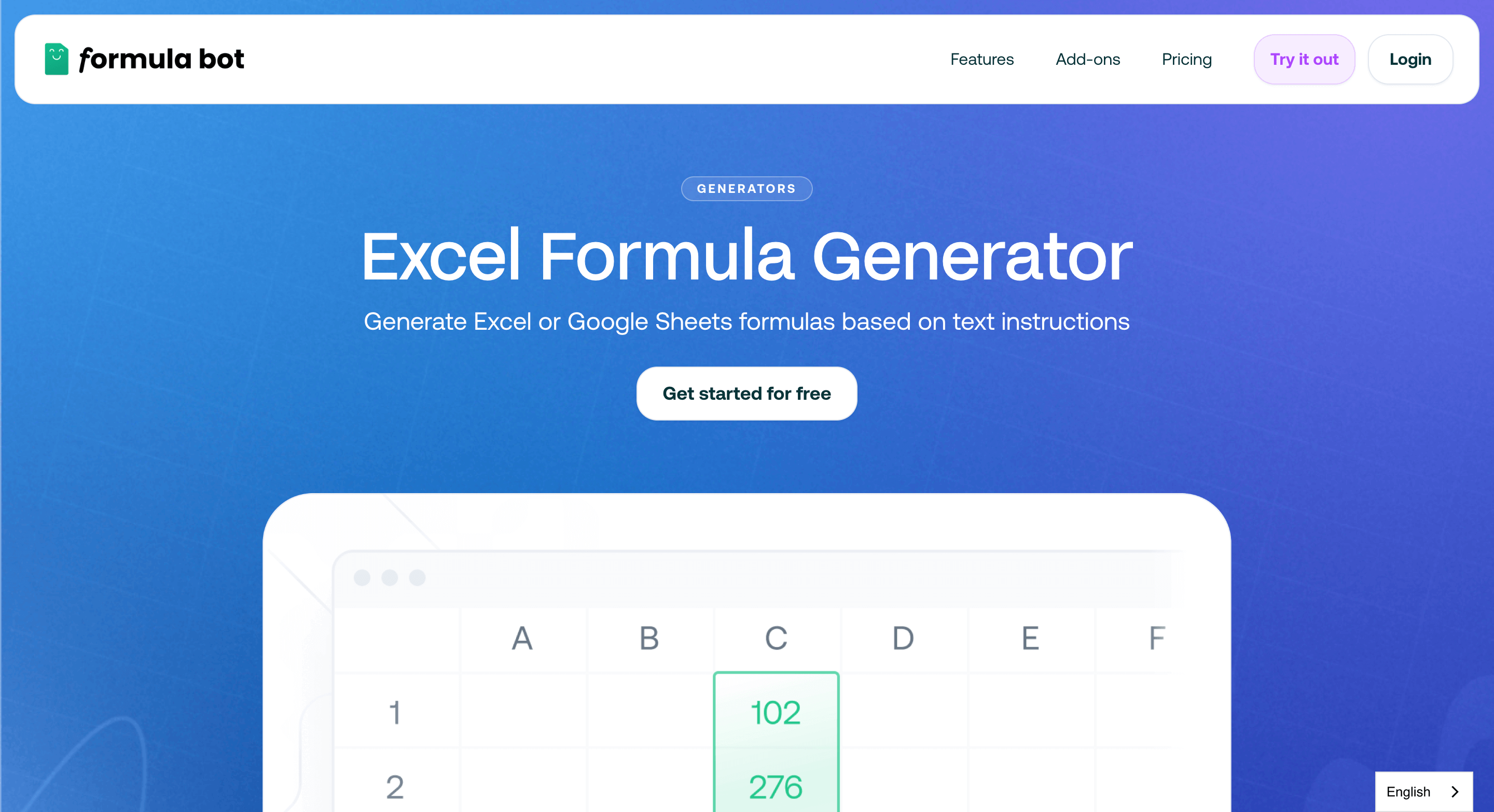 Formula Bot - Excel Formula Generator