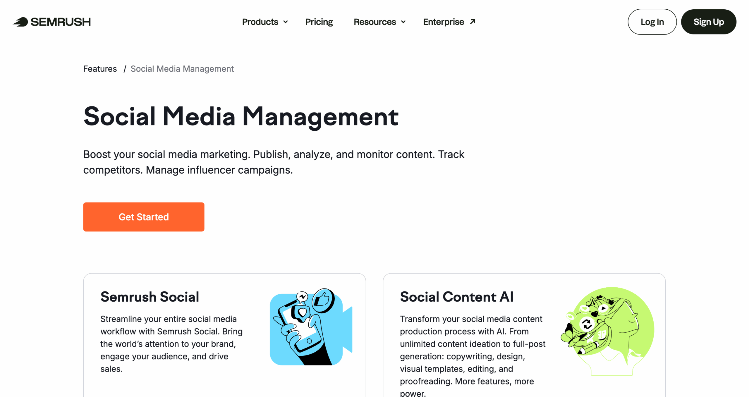 Semrush Social Media Marketing Website