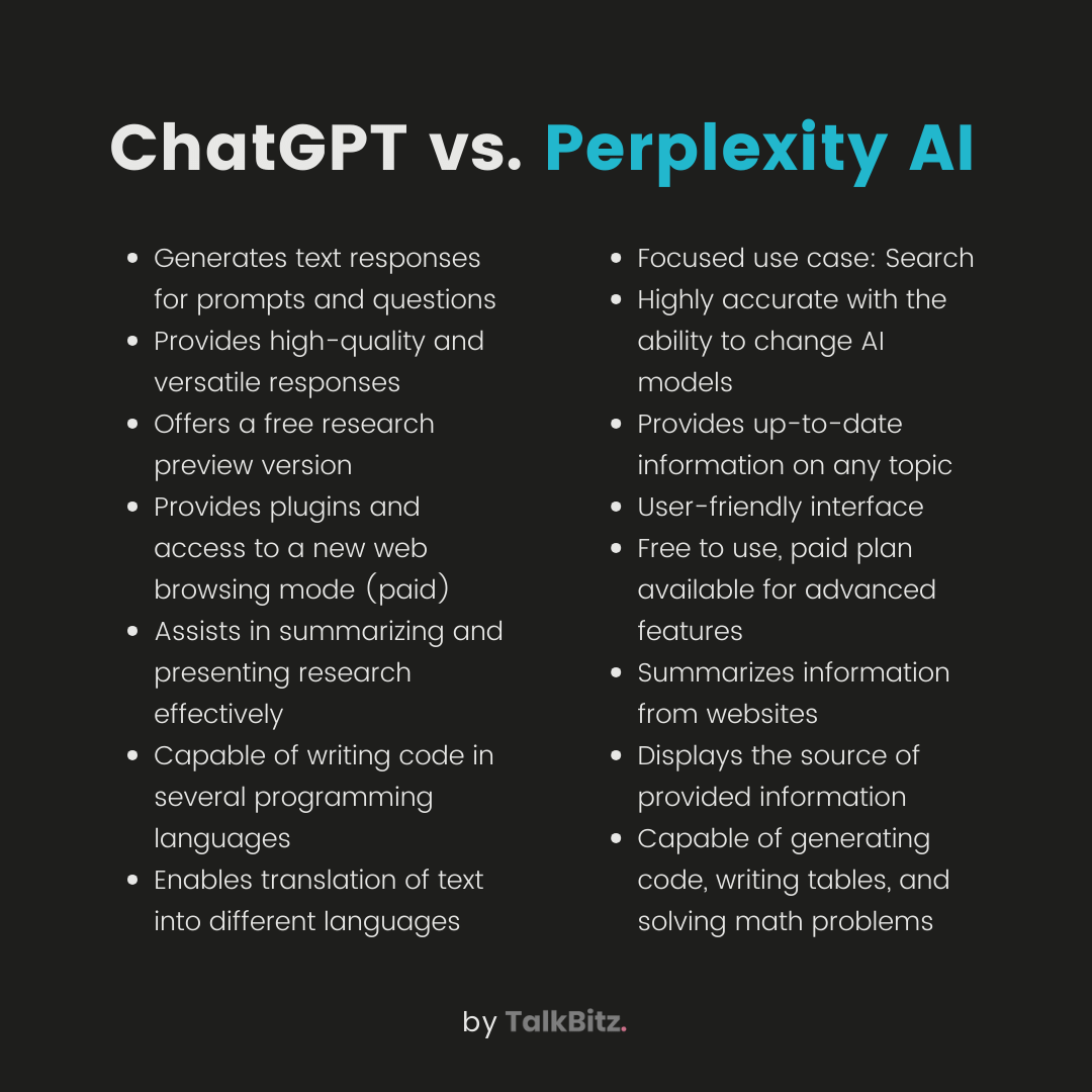 ChatGPT vs. ChatGPT  Perplexity AI - What's the Difference?