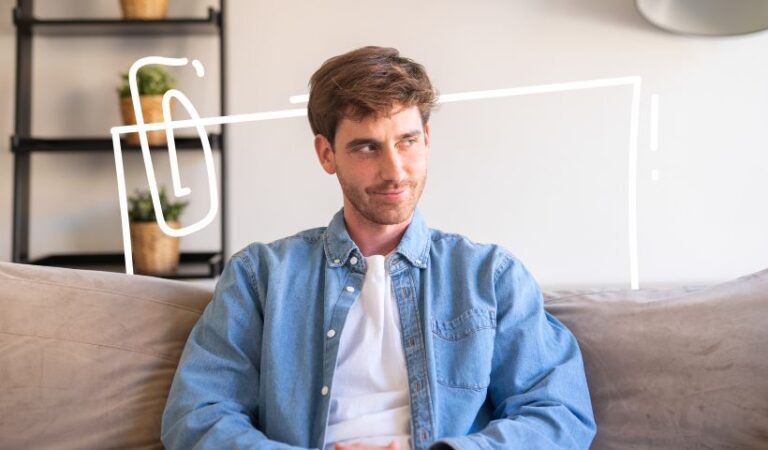 Man sitting on a couch thinking about a business idea