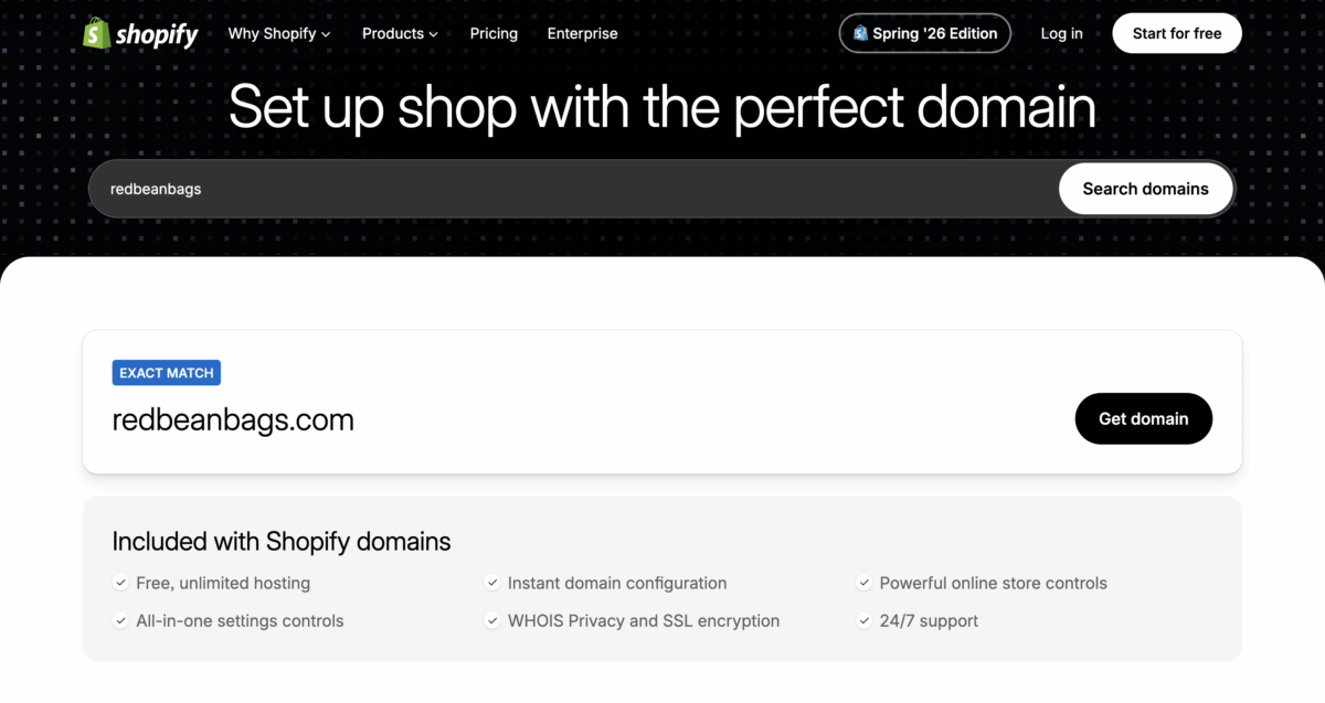 Shopify domain search for redbeanbags.com