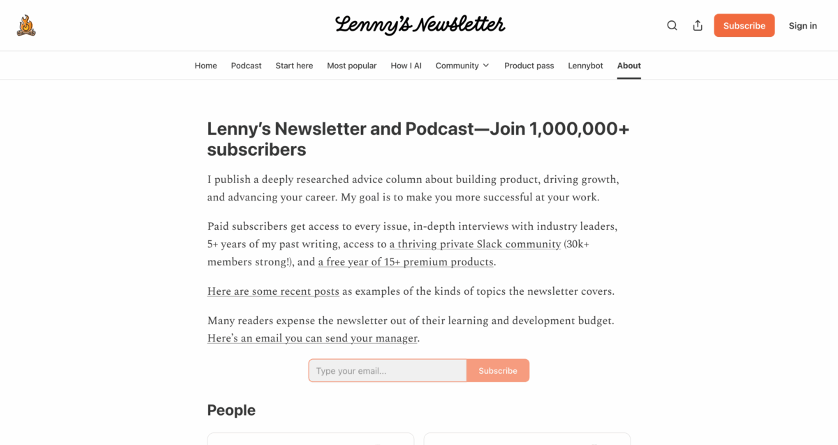 lennysnewsletter.com Website